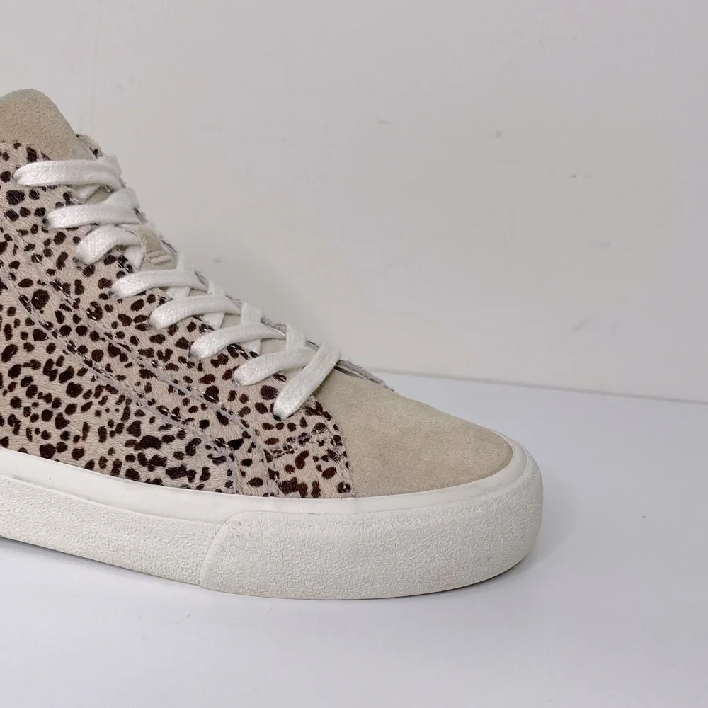 Madewell Sidewalk High-Top Sneakers in Spotted Calf Hair leopard print